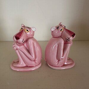 RARE Vintage Pink Panther Ceramic Salt  Pepper Shakers 1982 Japan Mint Condition